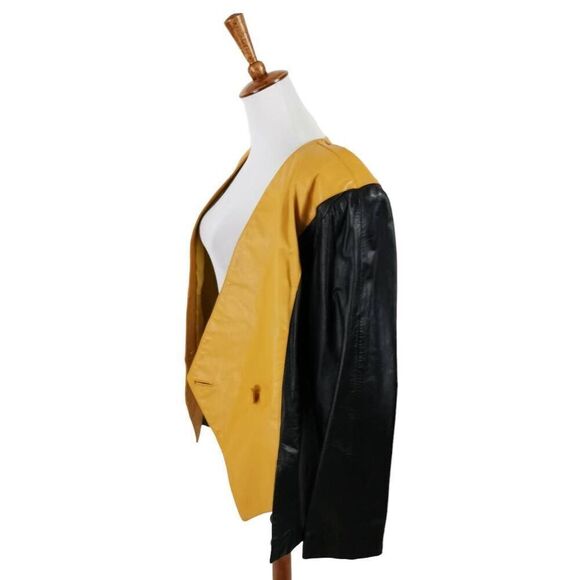 Vintage Leather Ballet of London Two-Tone Leather Jacket | Tag Size 20 - Picture 5 of 6